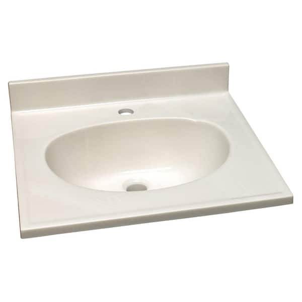 Design House 19 in. Single Faucet Hole Cultured Marble Vanity Top with Basin in White on White