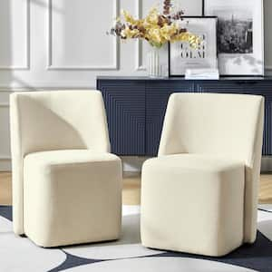 Warner LInen Modern Armless Dining Chair with Wheels Set of 2