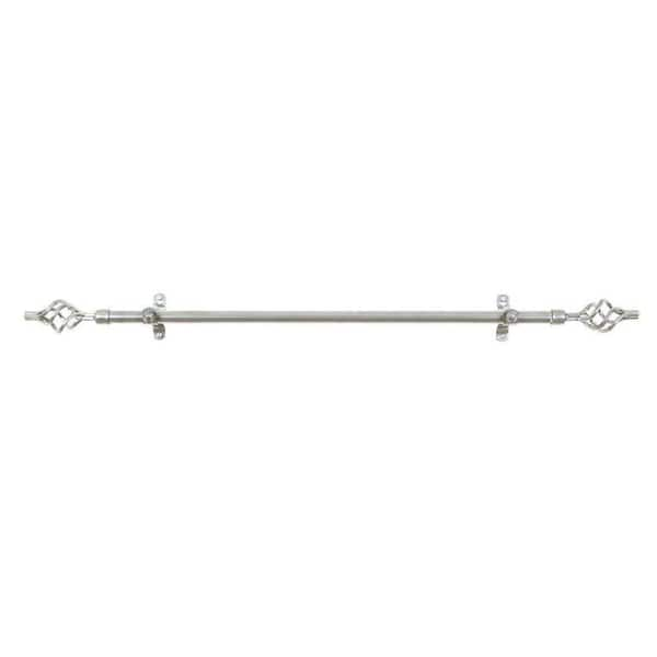 ACHIM Metallo Lexus 66 in. - 120 in. Adjustable 3/4 in. Single Curtain Rod in Silver Lexus Finials