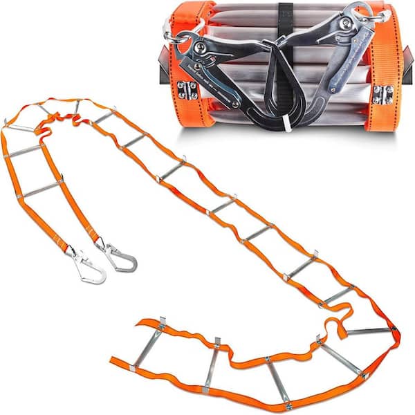 25 ft. 3-Story Fire Escape Ladder, Aluminum Anti-Slip Rungs, Supports Over 1000 lbs. Includes Heavy Hooks