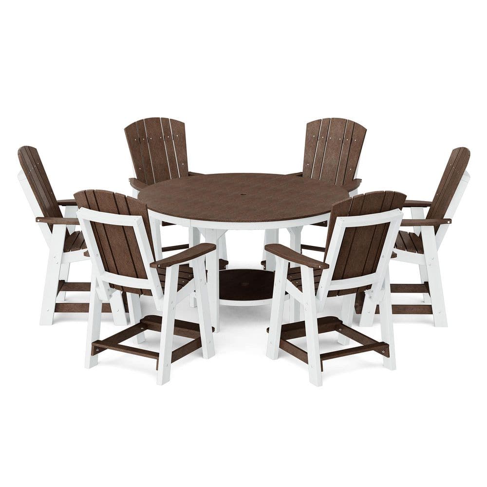 "Heritage 7-Piece Tudor Brown and White HDPE Plastic Outdoor Patio 60"" Counter Set" price history on PriceWatchPro