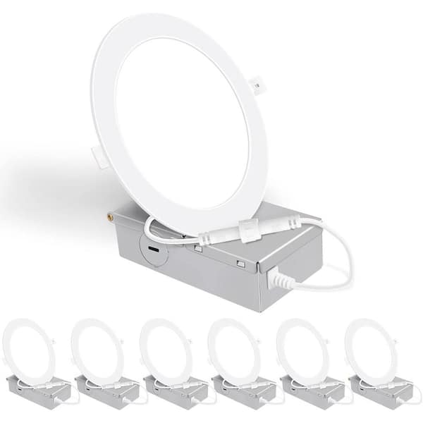 ENERGETIC LIGHTING Ultra-Thin 6 in. Canless 110-Watt Equivalence IC Rated Dimmable Integrated LED Recessed Light Trim (6-Pack)