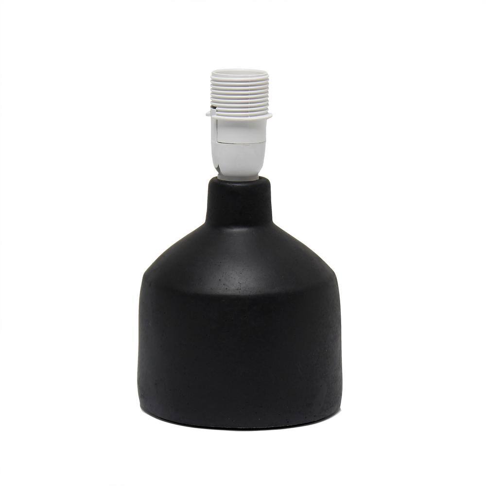 Black Concrete Nightstand Lamp with White Empire Shade