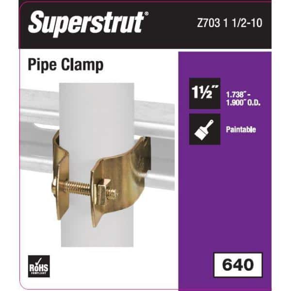 Pipe Strips 1-1/2 in. Universal Strut Pipe Clamp Fitting in Gold Galvanized (Strut Fitting) (Z703 1 1/2-10)