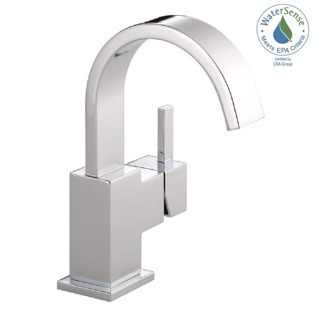 Sleek Modern 7 3/4" Chrome Brass Single Hole Faucet with Drain Assembly