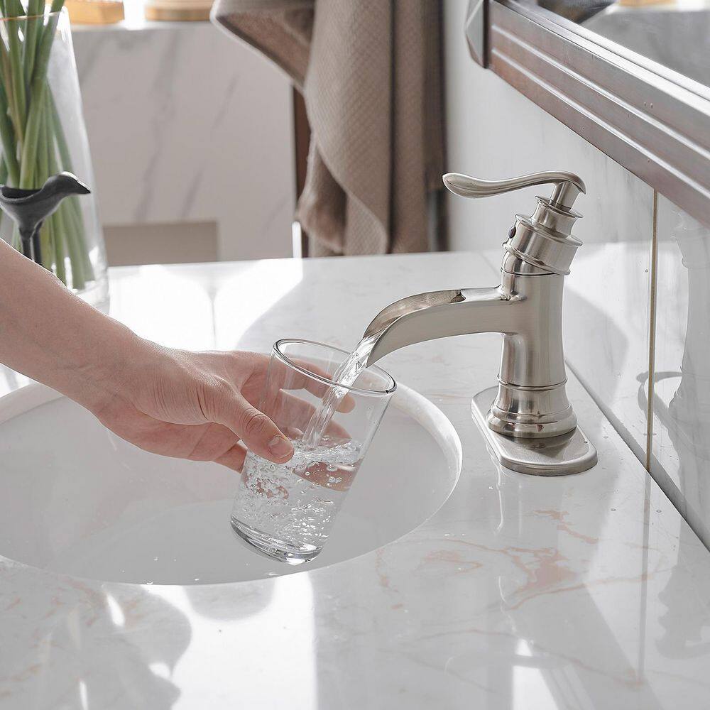 Brushed Nickel Single-Handle Waterfall Bathroom Faucet