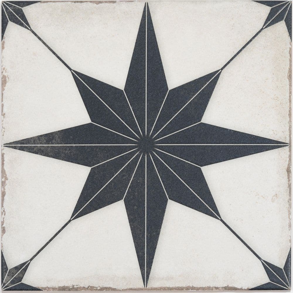 Faenza 8 in. x 8 in. Matte White Black Porcelain Square Motif Tile (6.46 sq ft/case)-15 Pack price history on PriceWatchPro