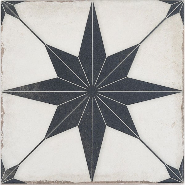 【綺麗】平桃角紋 銀 F8 Apollo Tile Faenza 8 in. x 8 in. Matte White Black Porcelain