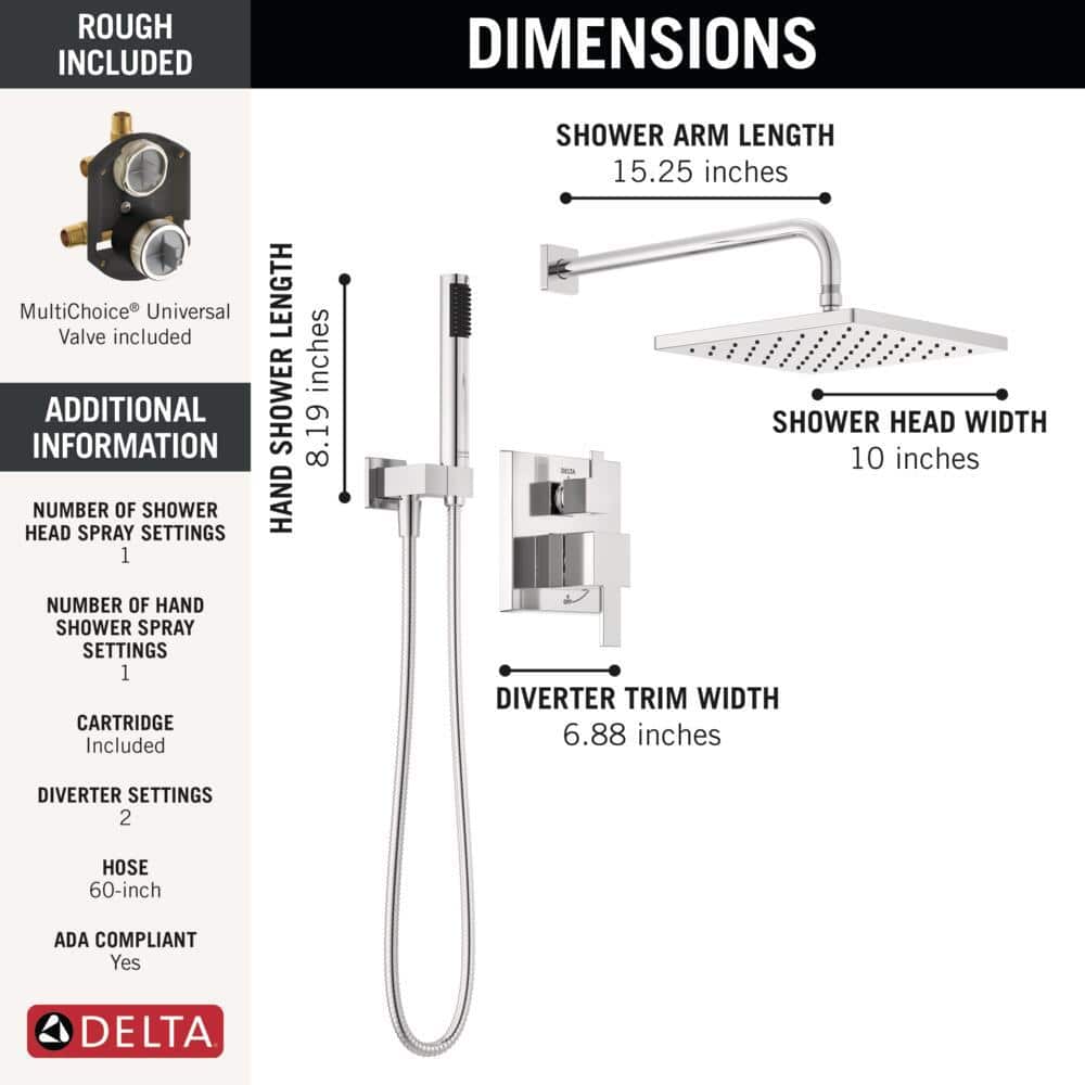 Modern Chrome Raincan Shower System with Handheld Spray