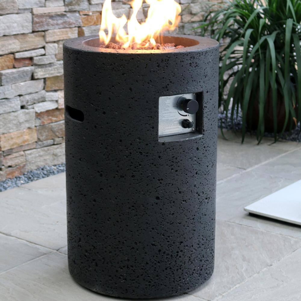 Black Gas Free-standing Fire Pit Table with Lava Rocks