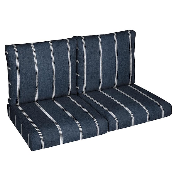 SORRA HOME 23 in. x 23.5 in. x 5 in., 4-Piece, Deep Seating Outdoor Loveseat Cushion in Sunbrella Lengthen Indigo