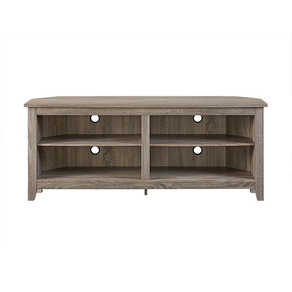 Rustic Corner Media Stand for 65" TVs in Driftwood Finish