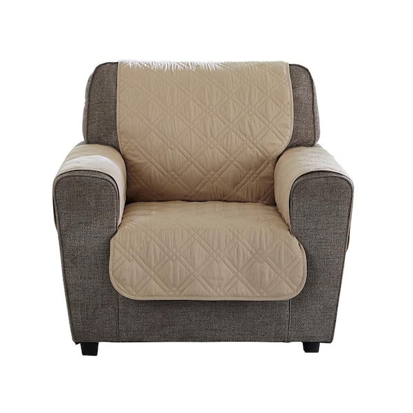 Sure-Fit Gemma Taupe Polyester Waterproof Chair Furniture Protector Slipcover