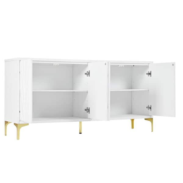59.84 in. W x 15.91 in. D x 29.72 in. H Bathroom White Linen Cabinet