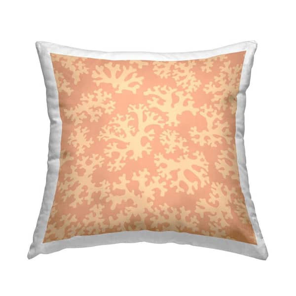 Stupell Industries Orange Coral Pattern Orange Abstract Polyester 18 in. x 18 in. Throw Pillow