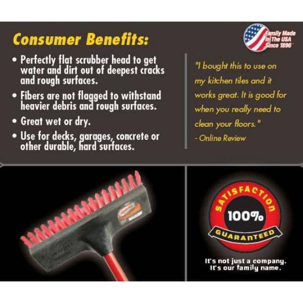 Hard Steel Wire Deck Wire Brush Head for Removing Rough Surface Dirt,  Scrubbing Stains on Concrete, Cleaning Outdoor Decks, Garages, Pools,  Grout