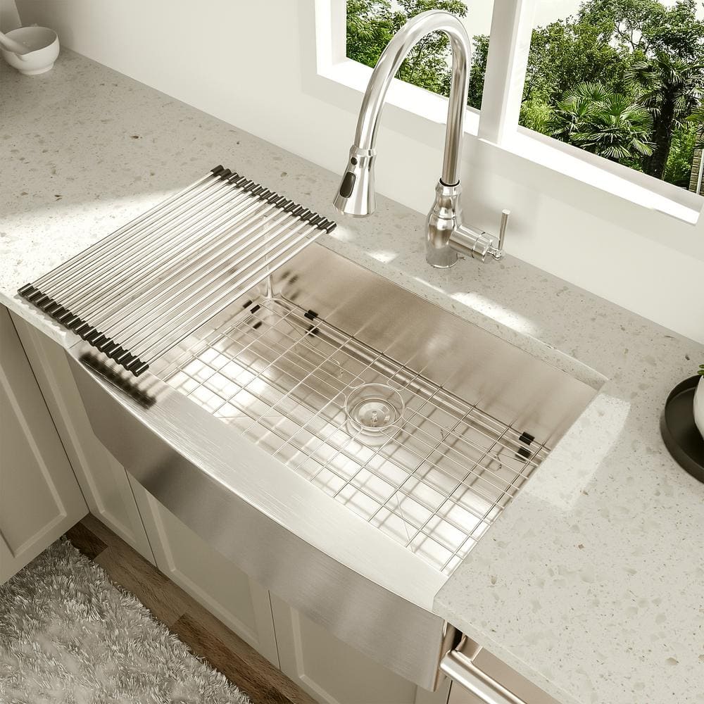 33'' Brushed Nickel Stainless Steel Farmhouse Kitchen Sink
