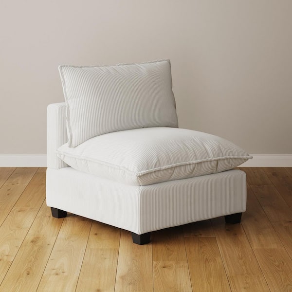 Chelsea Modern 34.7 in Armless Corduroy Upholstery Modular Upholstered Sofa in. Beige, Standard Seat Only