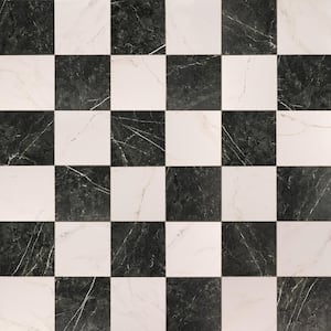 Nero Carrara Chextile 17 in. x 17 in. Matte Porcelain Floor and Wall Tile (14.07 sq. ft./Case)