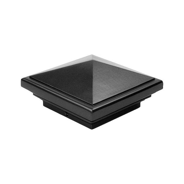 Veranda 4 in. x 4 in. Fits Nominal 3-5/8 in. x 3-5/8 in. Black Pyramid Top Plastic Post Cap