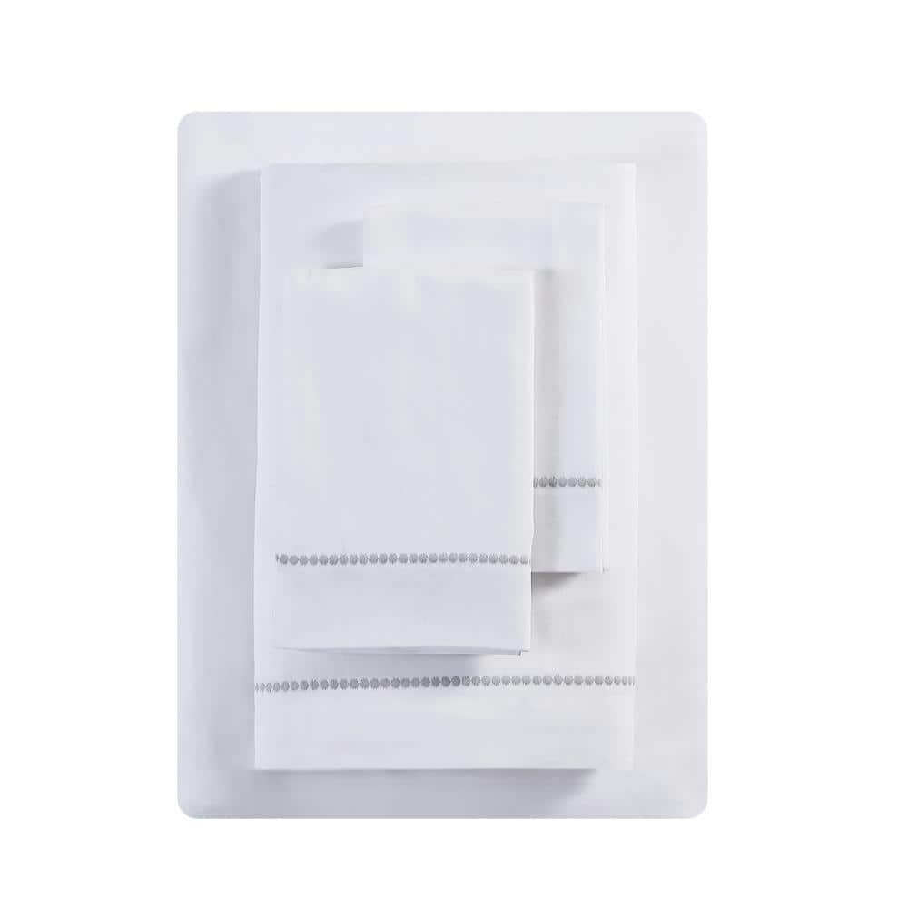 UPC 883893692138 product image for VERA WANG Simple Dot 4-Piece White Cotton King Sheet Set | upcitemdb.com