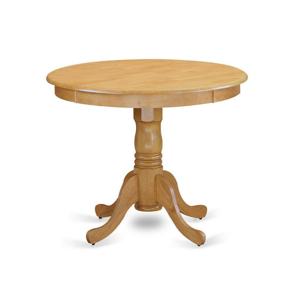 Natural Oak 5-Piece Round Dining Set with Lattice Back Chairs