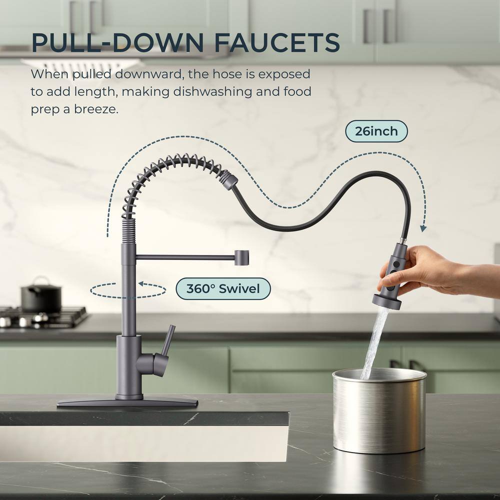 Matte Black Stainless Steel Pull Down Kitchen Faucet