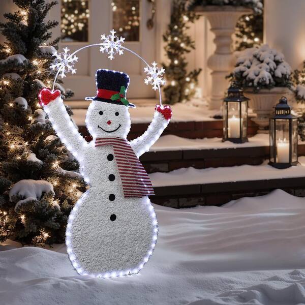 LuxenHome 60 in. Prelit Snowman with Snowflake Arch Christmas