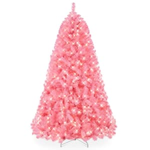 6 ft. Pink Prelit Artificial Christmas Tree Holiday Decoration with 350-Lights, 947 Branch Tips