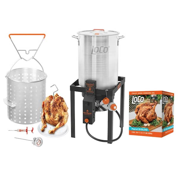 LOCO Sure Spark 30 qt. Turkey Fryer and 3 gal. Peanut Oil Blend Combo