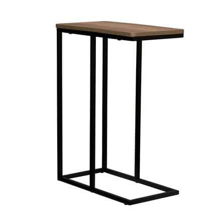 Ashwood and Black Metal C-Shaped Side Table