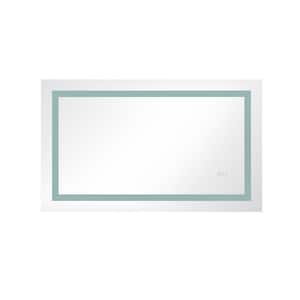 40 in. W x 24 in. H Small Rectangular Steel Framed Dimmable Wall Bathroom Vanity Mirror in White