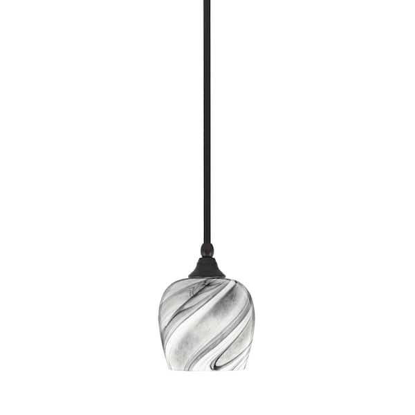 Unbranded Sparta 100-Watt 1-Light Espresso Shaded Pendant Light Mini Pendant with Onyx Swirl Glass, No Bulb Included
