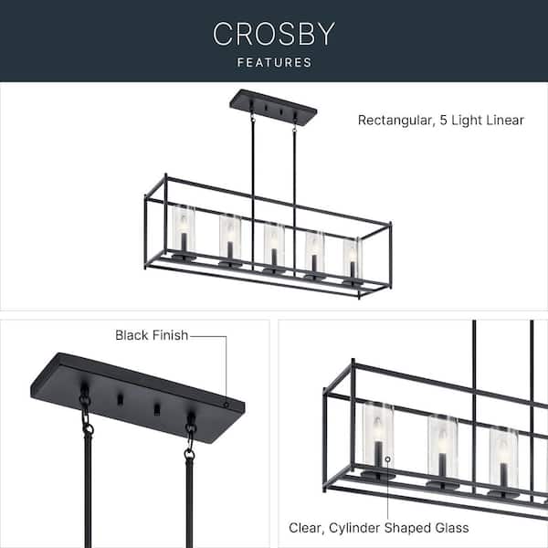 KICHLER Crosby 41.25 in. 5-Light Black Contemporary Candlestick