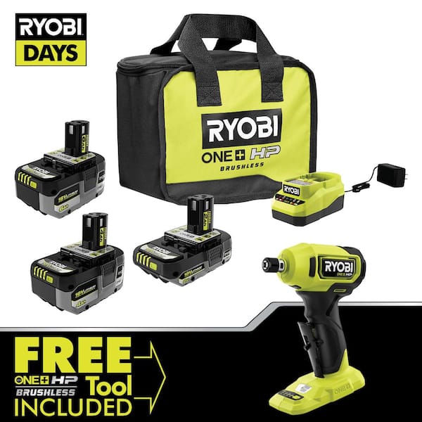 RYOBI ONE+ 18V Lithium-Ion  Ah,  Ah, and  Ah HIGH PERFORMANCE  Batteries and Charger Kit w/ HP Brushless Die Grinder PSK007-PSBDG01B - The Home  Depot