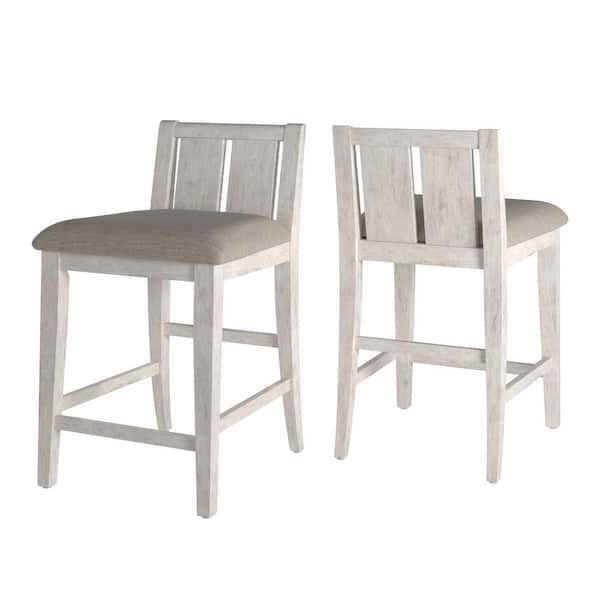 HomeSullivan White 2-Tone Fabric Counter Height Chair (Set of 2)