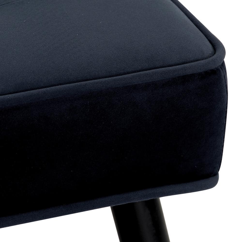Navy Blue Velvet Tufted Upholstered Bench with Wood Legs