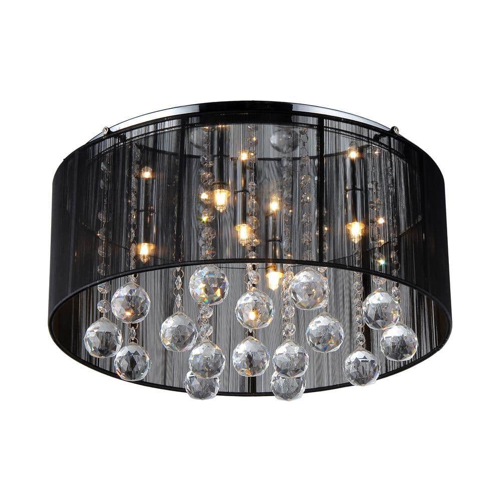 Warehouse of Tiffany Jasmine 4-Light Black Crystal Ceiling