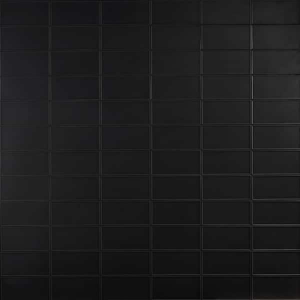 Ivy Hill Tile Tori Border Black 8 in. x 4 in. Matte Ceramic Wall 