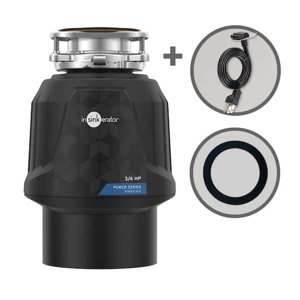 InSinkErator Power 900, 3/4 HP Garbage Disposal, Continuous Feed Food Waste Disposer w EZ Connect Power Cord & Putty-Free Sink Seal