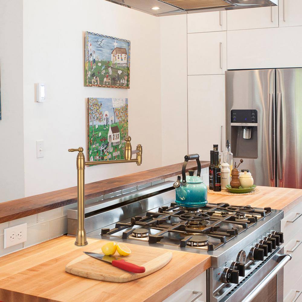 Brass Gold High Arc Gooseneck Kitchen Faucet