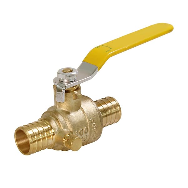 PLUMBFLEX 1/2 in. x 1/2 in. Brass Full Port PEX Ball Valve with Adjustable Drain Forged Lead Free