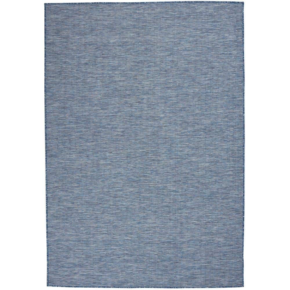 Navy Blue Flat Woven Rectangular Synthetic Rug, 4' x 6'