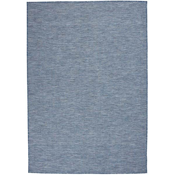 Nourison Positano Navy Blue 4 ft. x 6 ft. Solid Contemporary Indoor/Outdoor Patio Area Rug