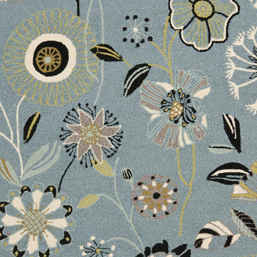 Handmade Blue Floral 5' x 7' Synthetic Area Rug