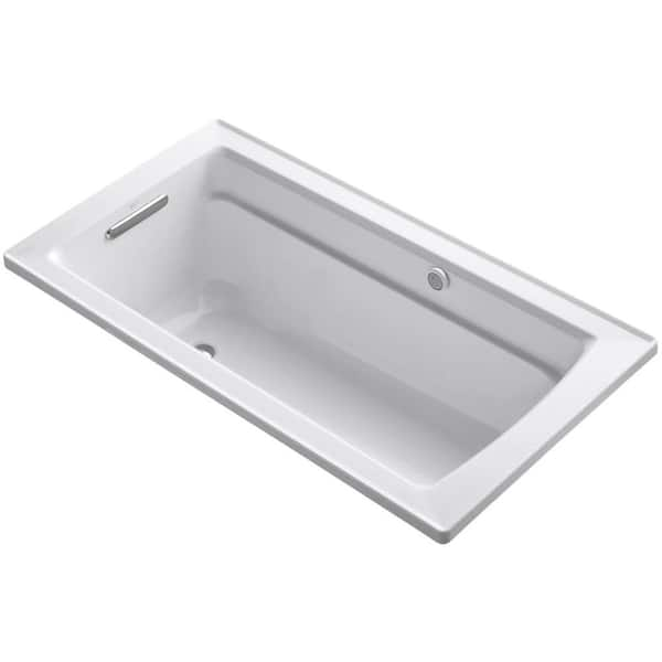 KOHLER Archer 5 ft. Acrylic Rectangular Drop-in Whirlpool Bathtub in White