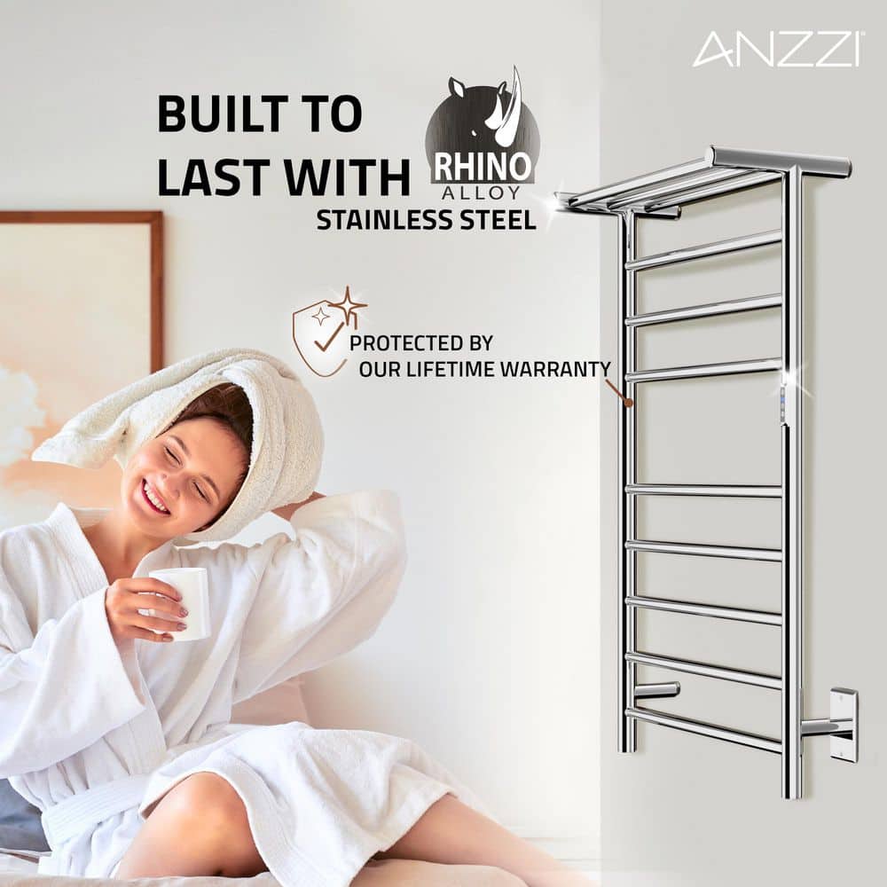 Polished Chrome 8-Bar Stainless Steel Wall Mounted Towel Warmer