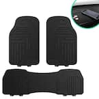 Black Classic Rubber Liners Trimmable Car Floor Mats - Universal Fit for Cars, SUVs, Vans and Trucks - Full Set