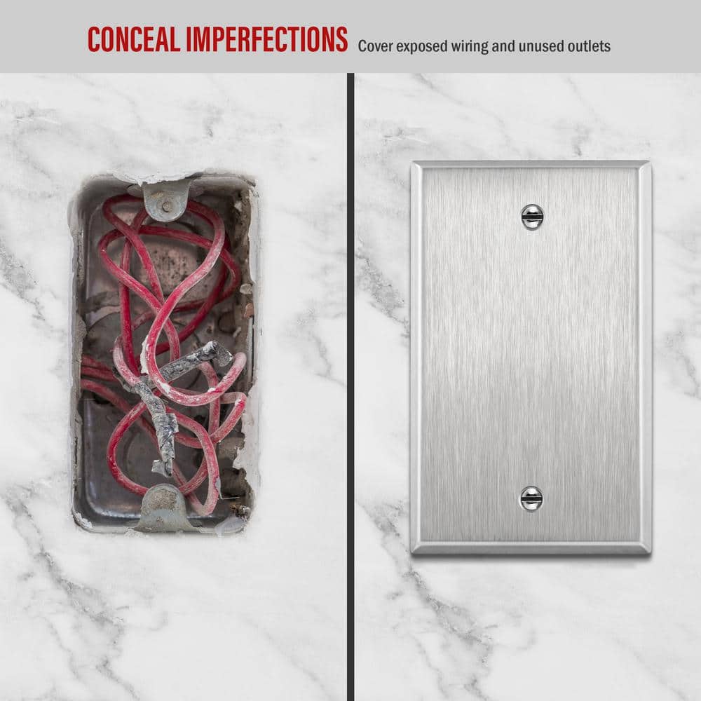 Silver Stainless Steel 1-Gang Blank Wall Plate