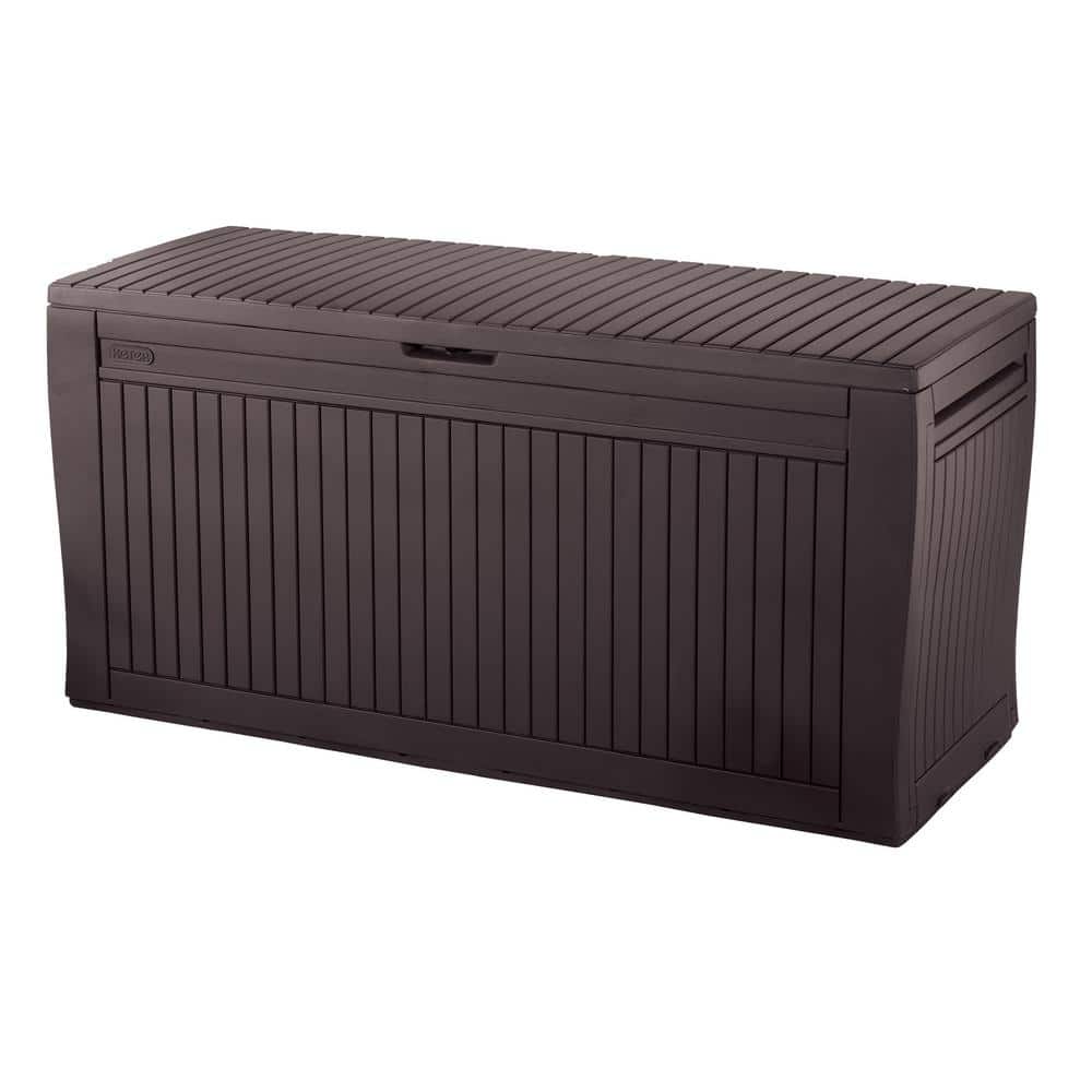 Ram Quality Products Plastic 71 Gallon Outdoor Backyard Storage Bin Deck  Box for Patio Furniture Cushions, Tools, Toys, and Pool Accessories, Brown